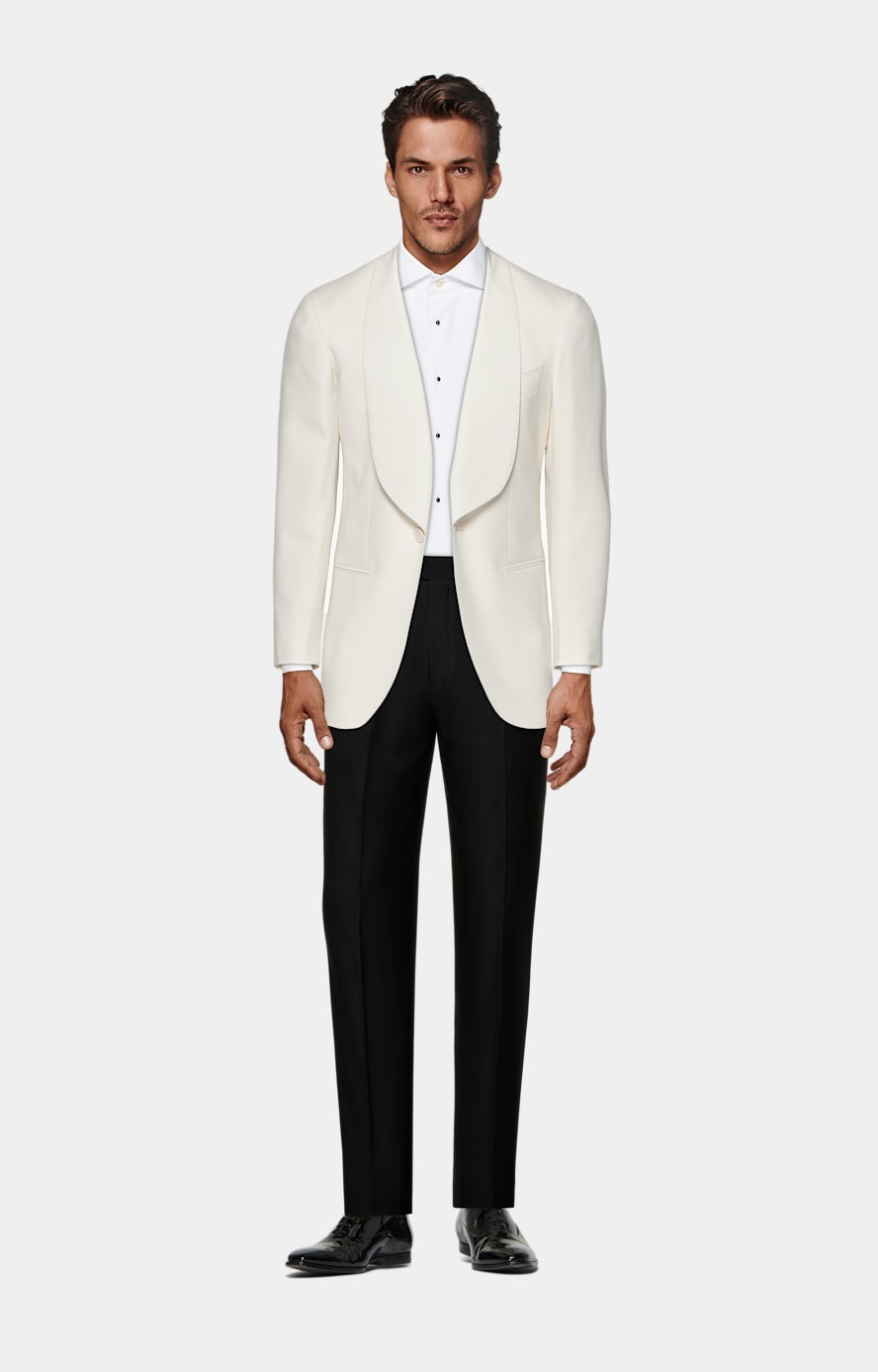 White Piqué Tailored Fit Tuxedo Shirt