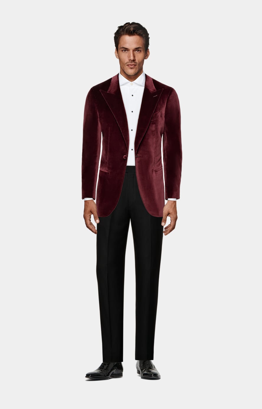 Havana Dinner Jacket Burgunderrot Tailored Fit