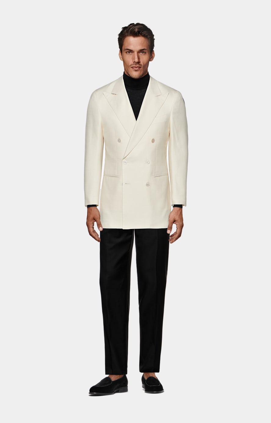 Off White Tailored Fit Havana Dinner Jacket in Cotton Silk SUITSUPPLY SUITSUPPLY Denmark