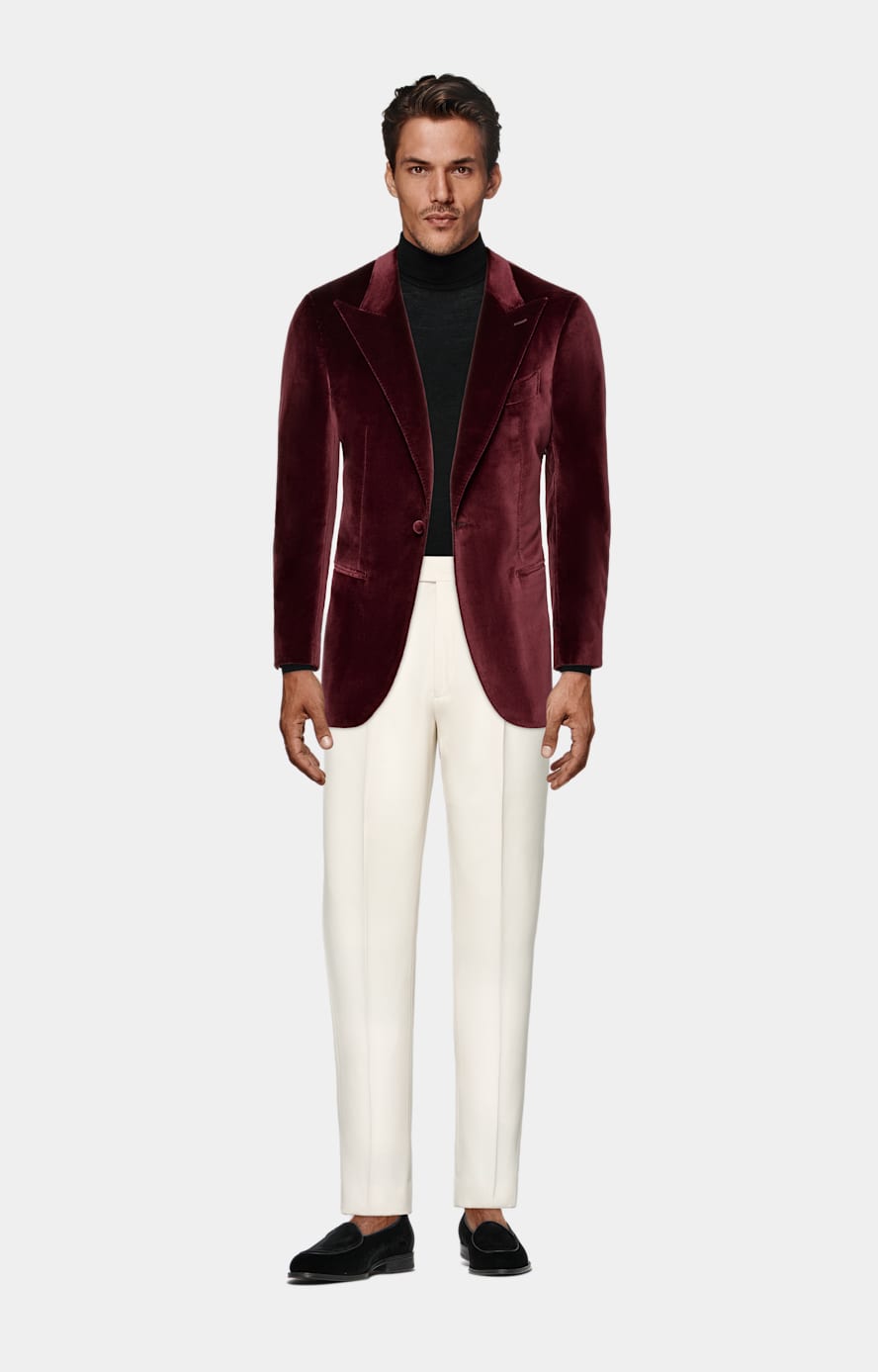 Havana Dinner Jacket Burgunderrot Tailored Fit