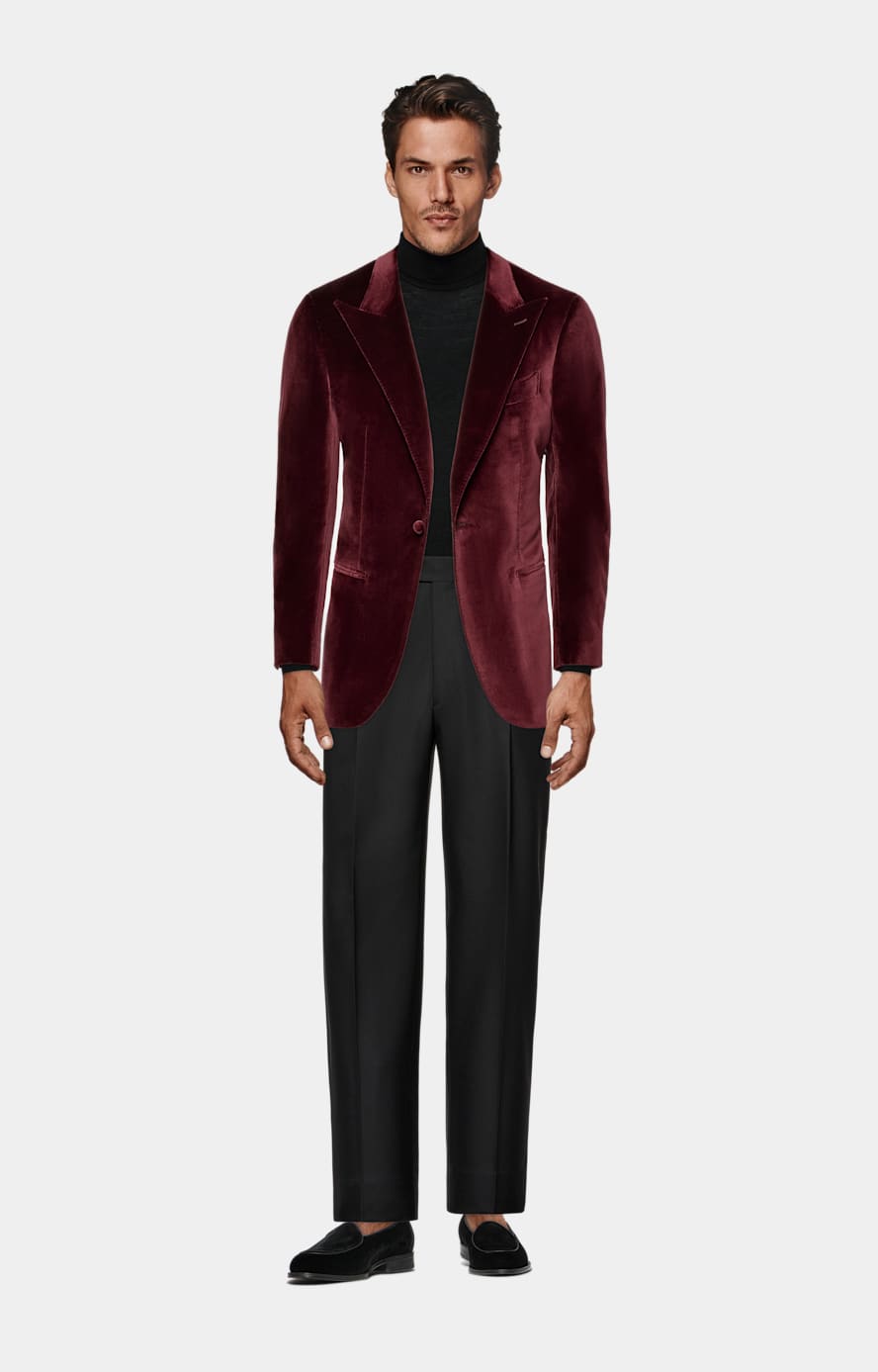 Havana Dinner Jacket Burgunderrot Tailored Fit
