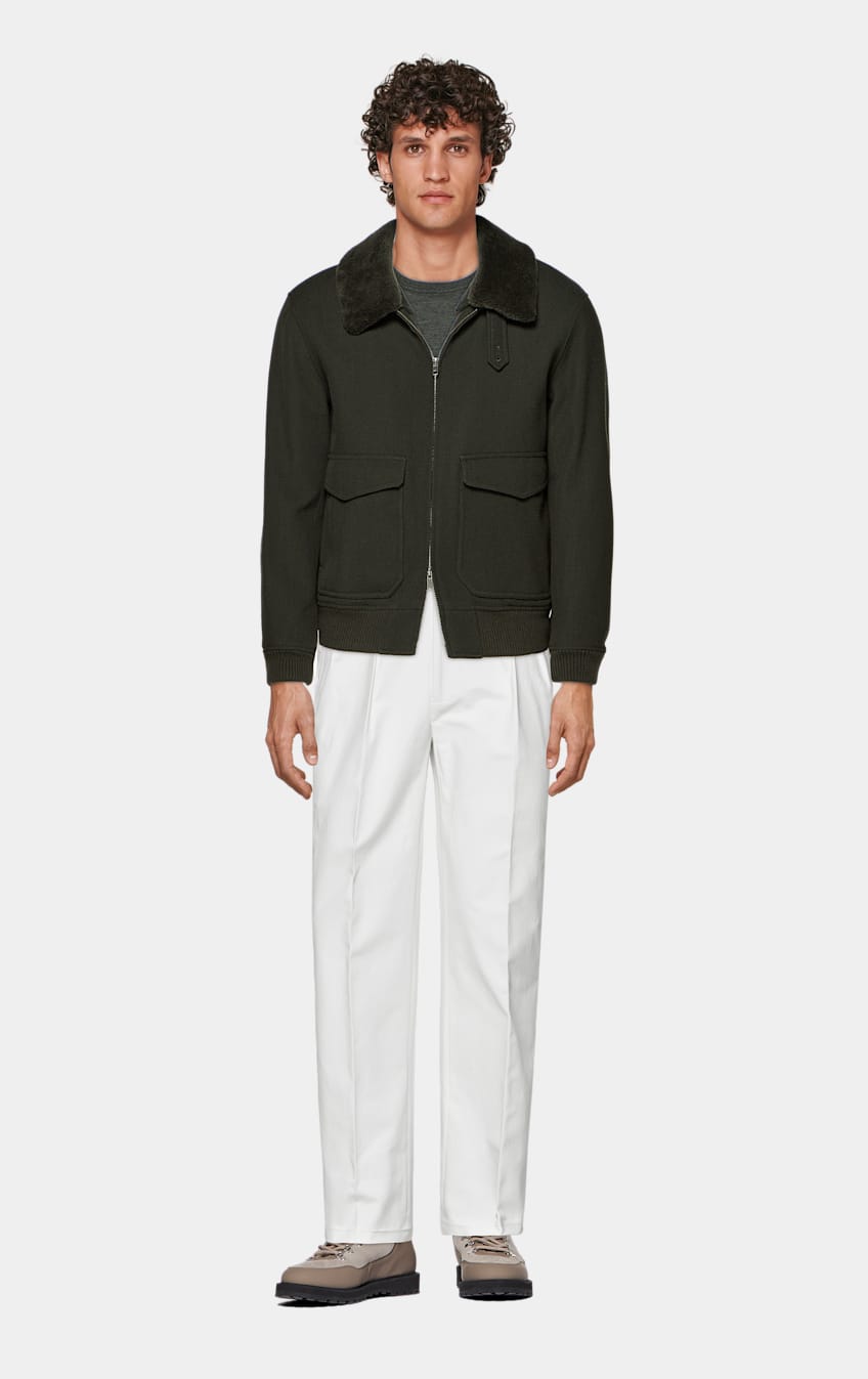 Off-White Pleated Mira Pants in Pure Cotton | SUITSUPPLY US