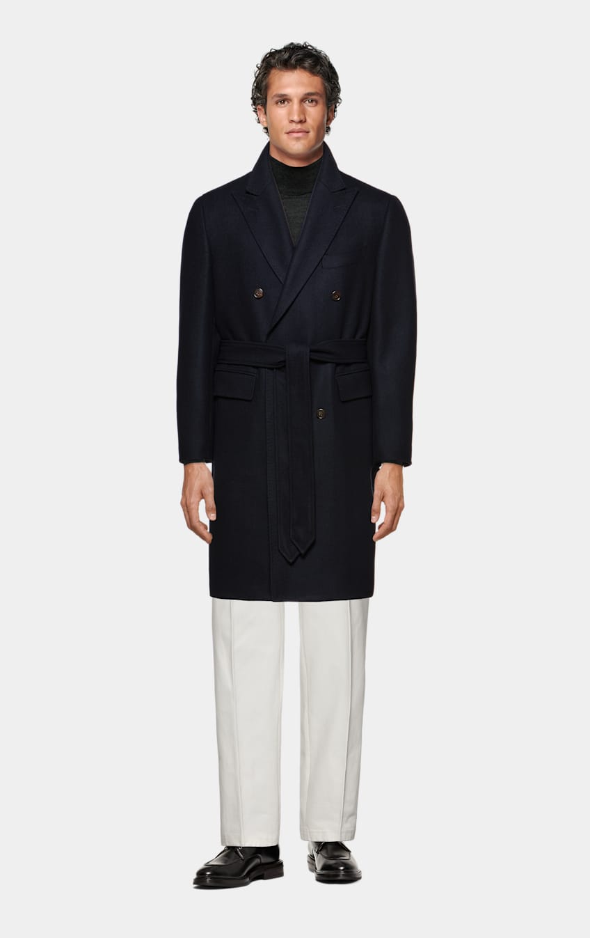Manteau ceinturé hotsell bleu marine