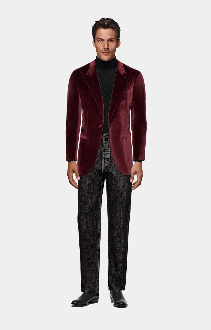 Burgundy Tailored Fit Havana Dinner Jacket