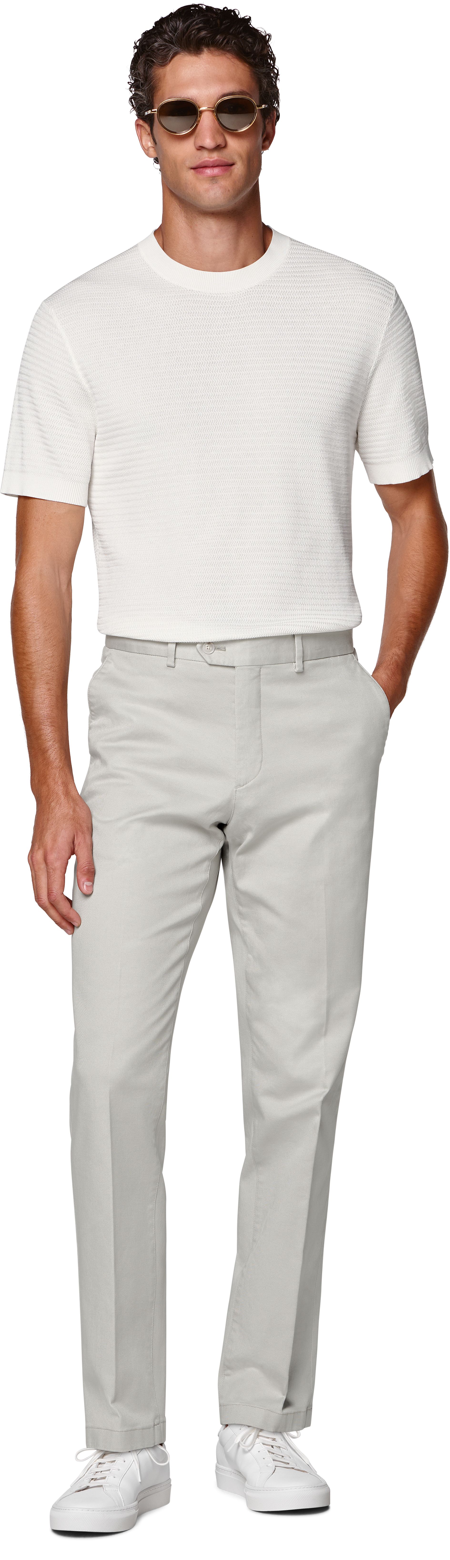 Light Grey Slim Leg Straight Chinos