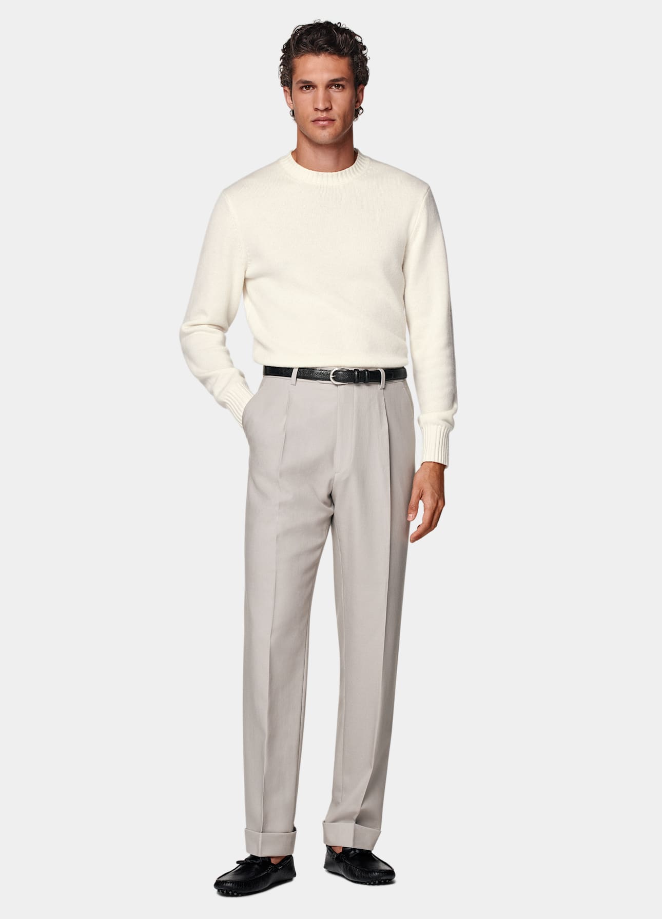 Wide Leg Tapered Suit Pants