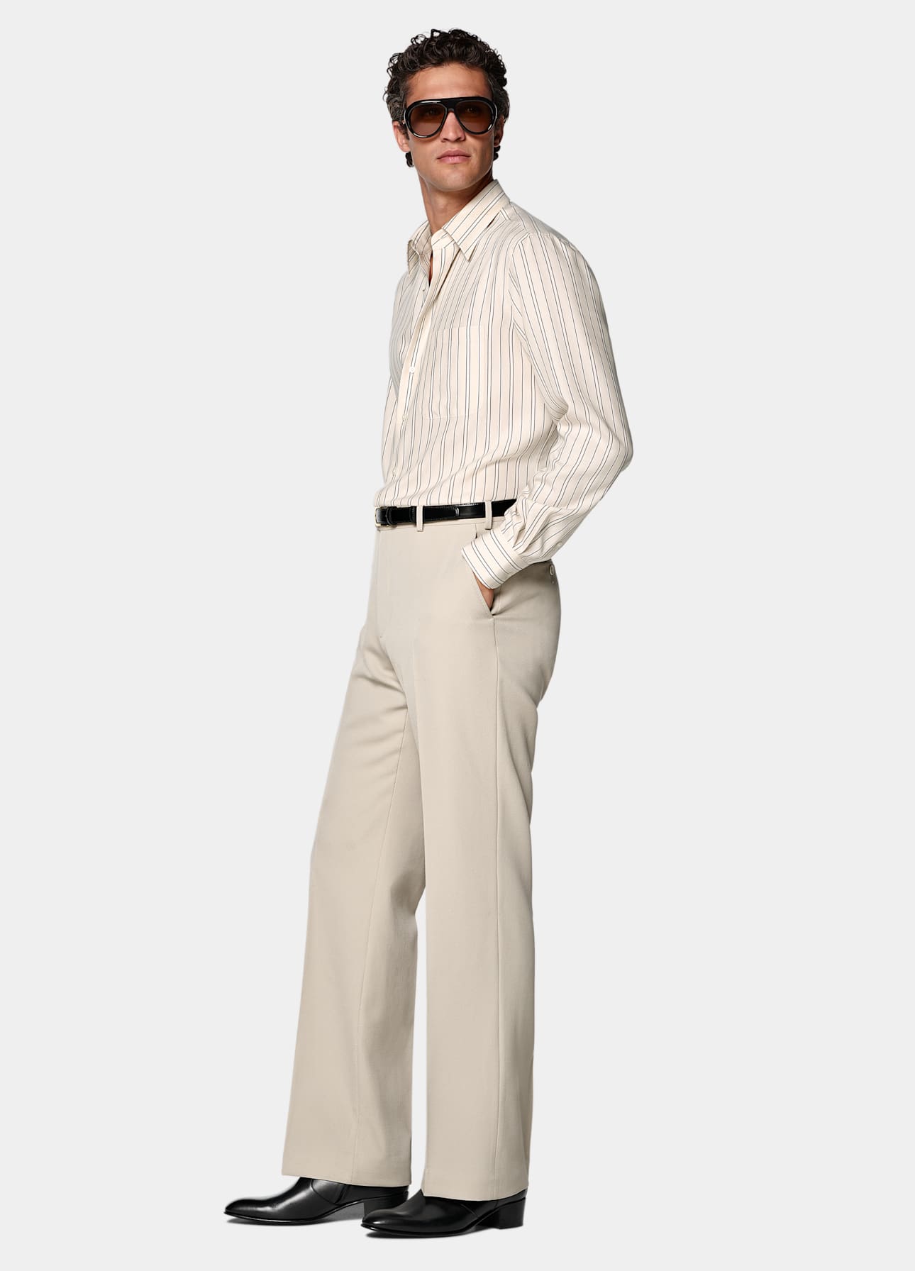 Wide Leg Flared Suit Pants