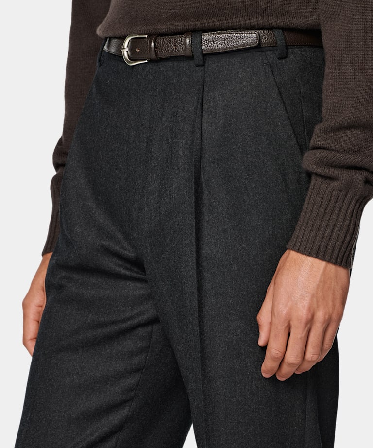 Wide Leg Tapered Suit Trousers
