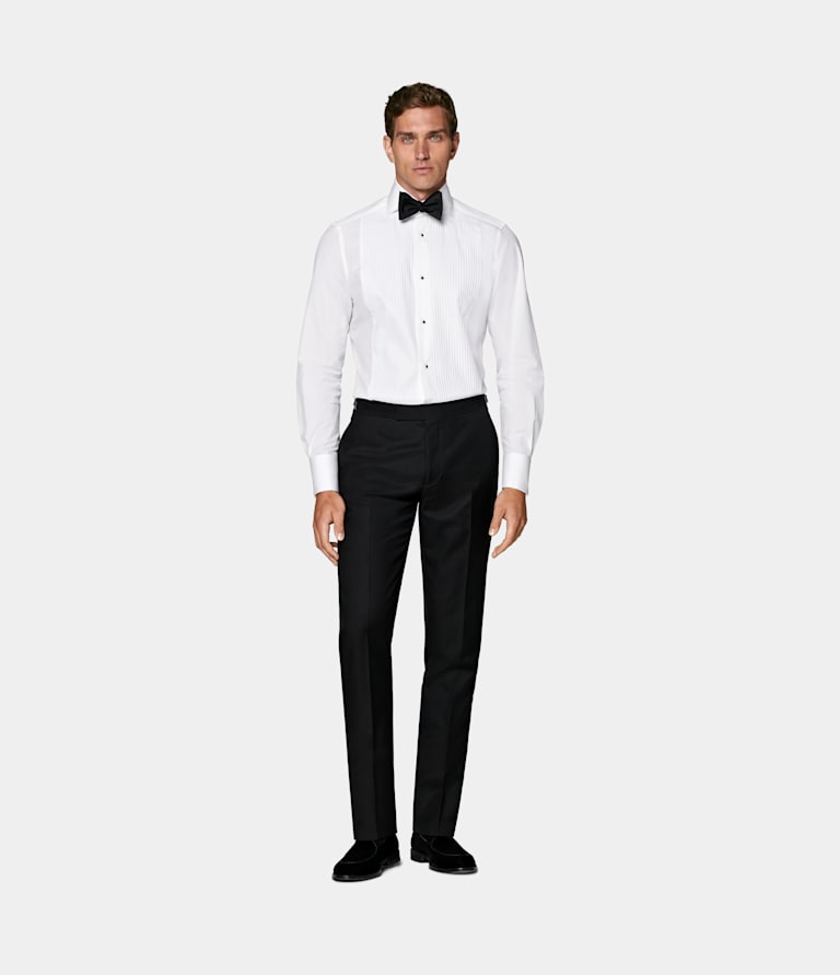 Tailored Fit Widespread Collar Tuxedo Shirt