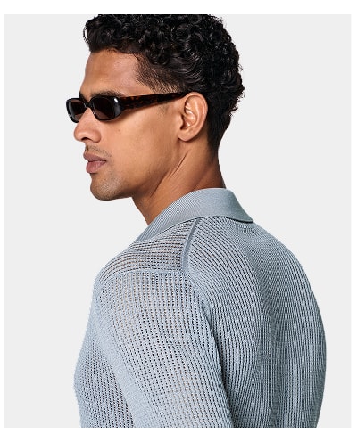 Blue crochet polo