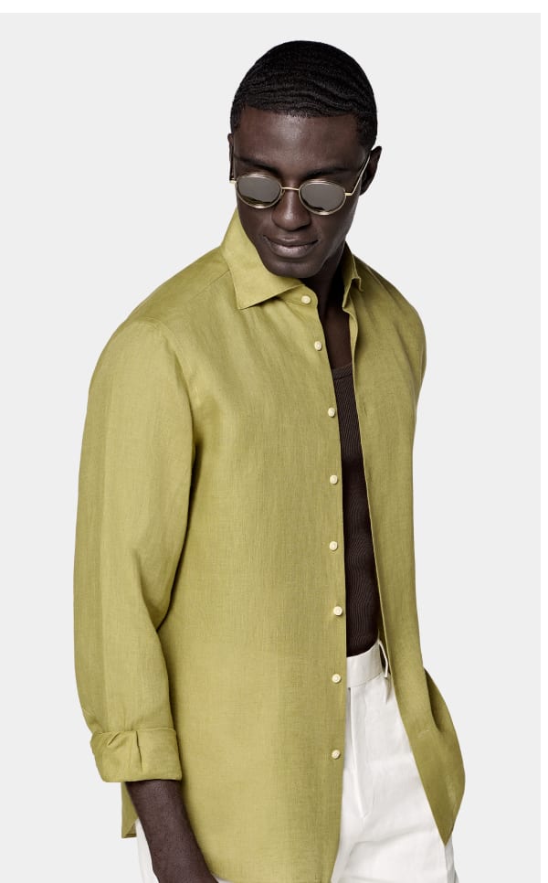 Green linen shirt