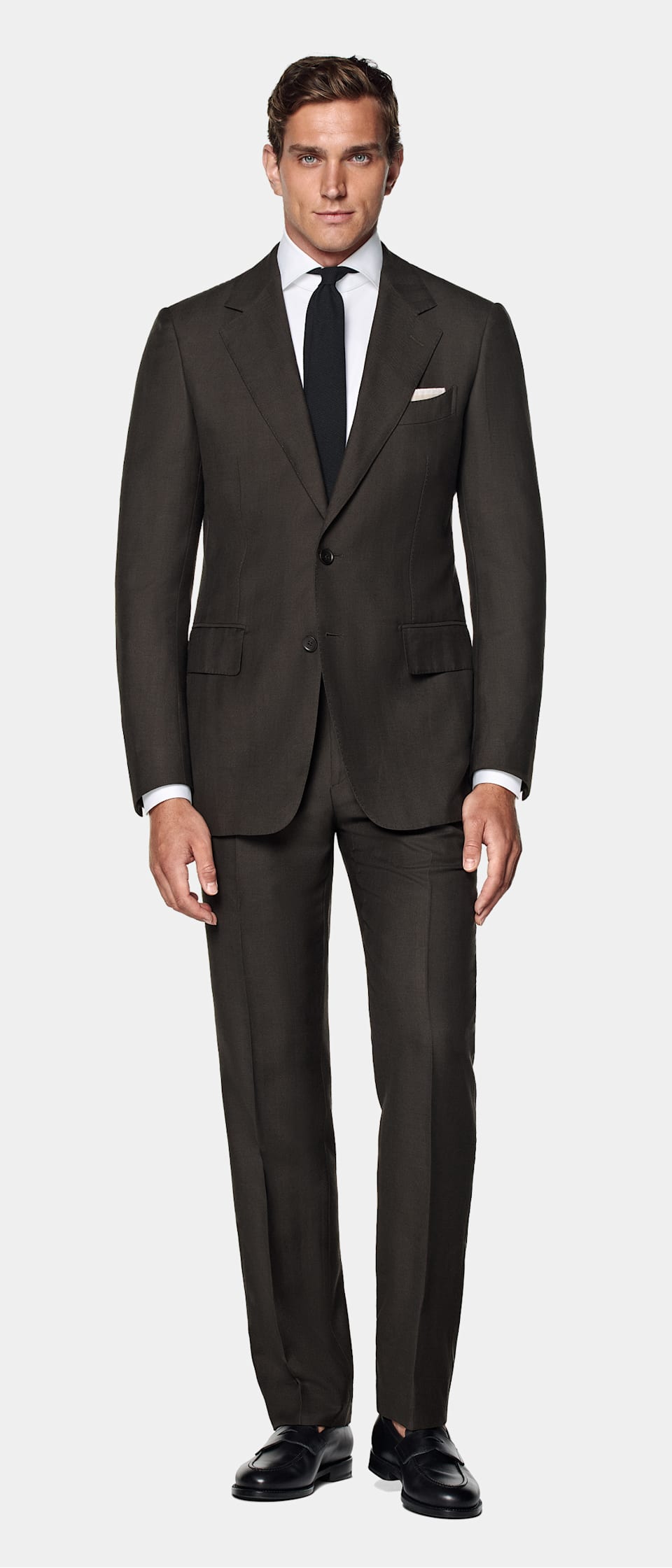 brown suit