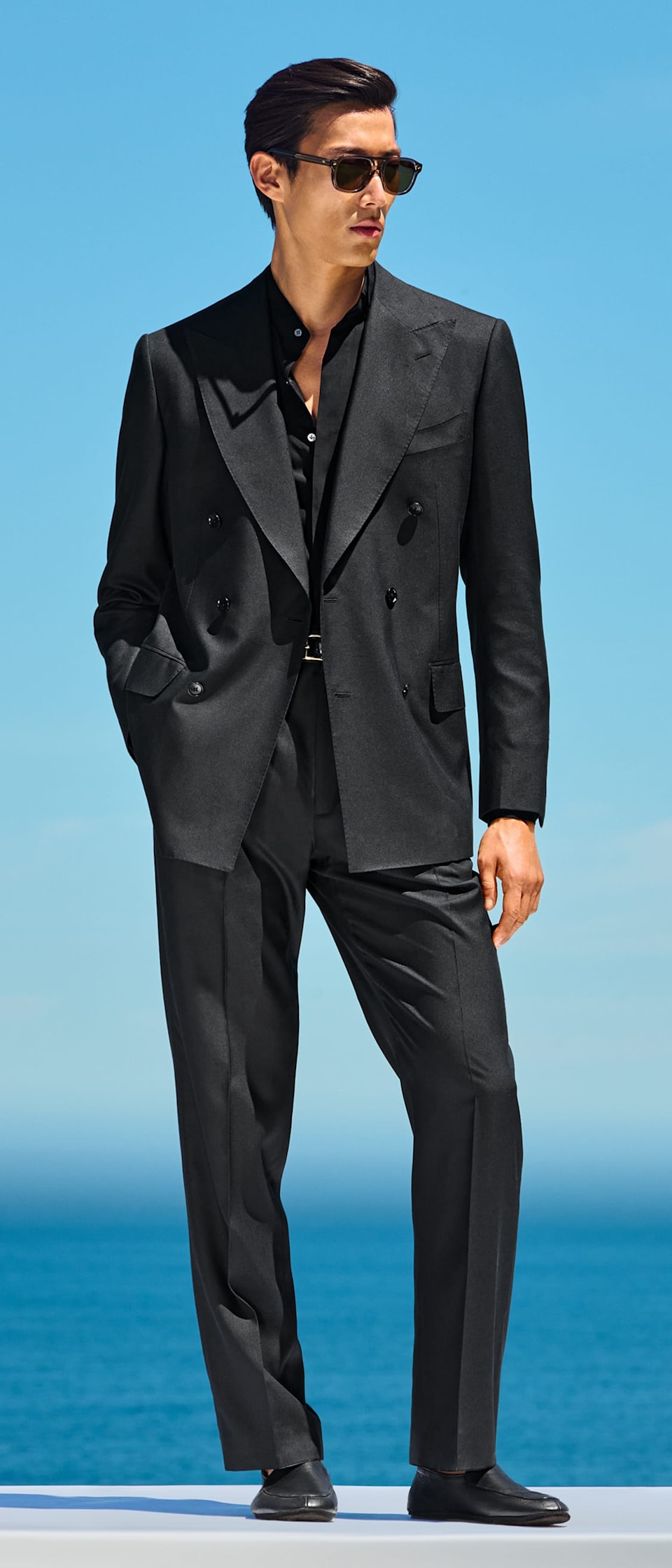 Black silk suit