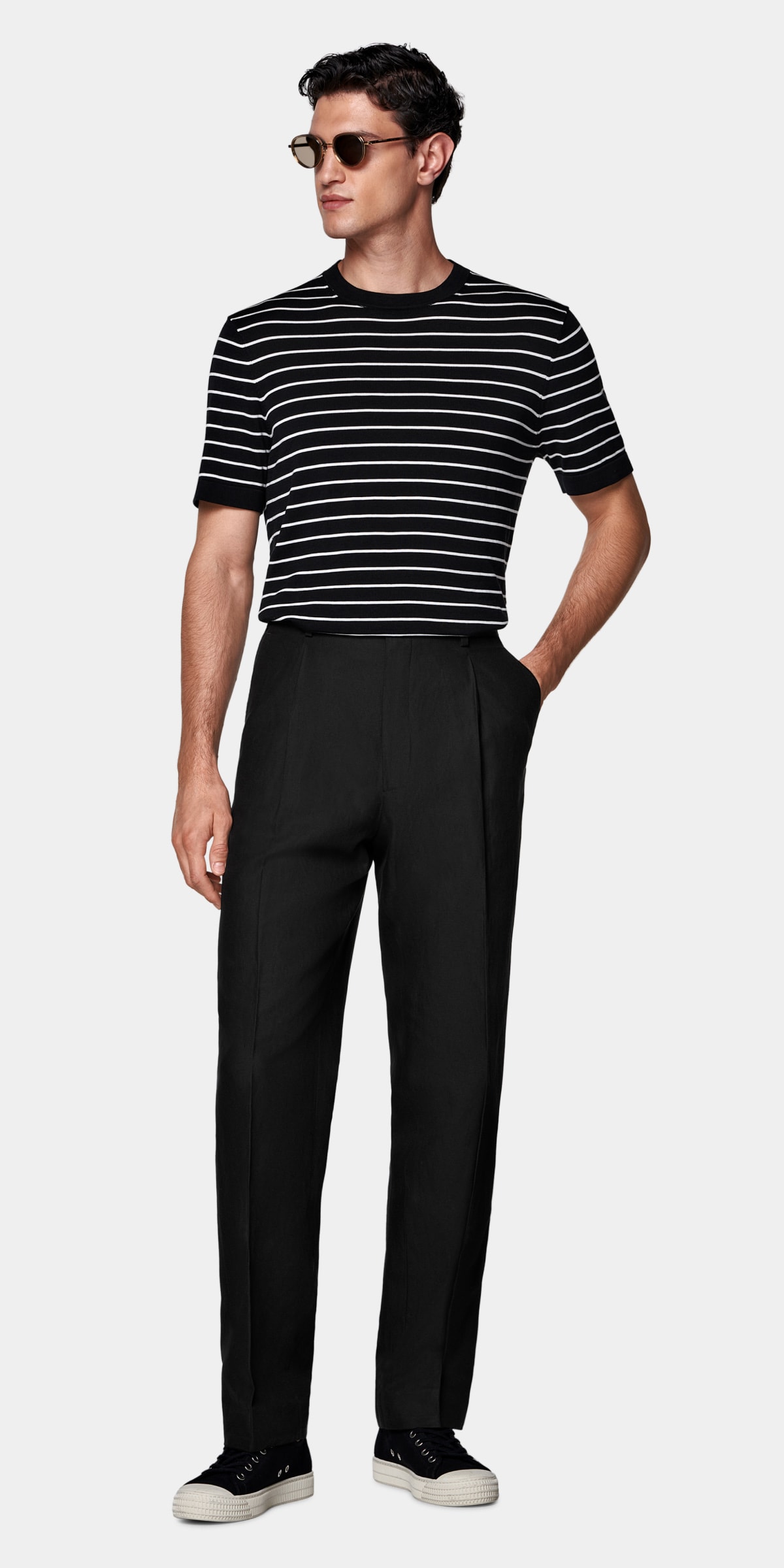 black striped crew