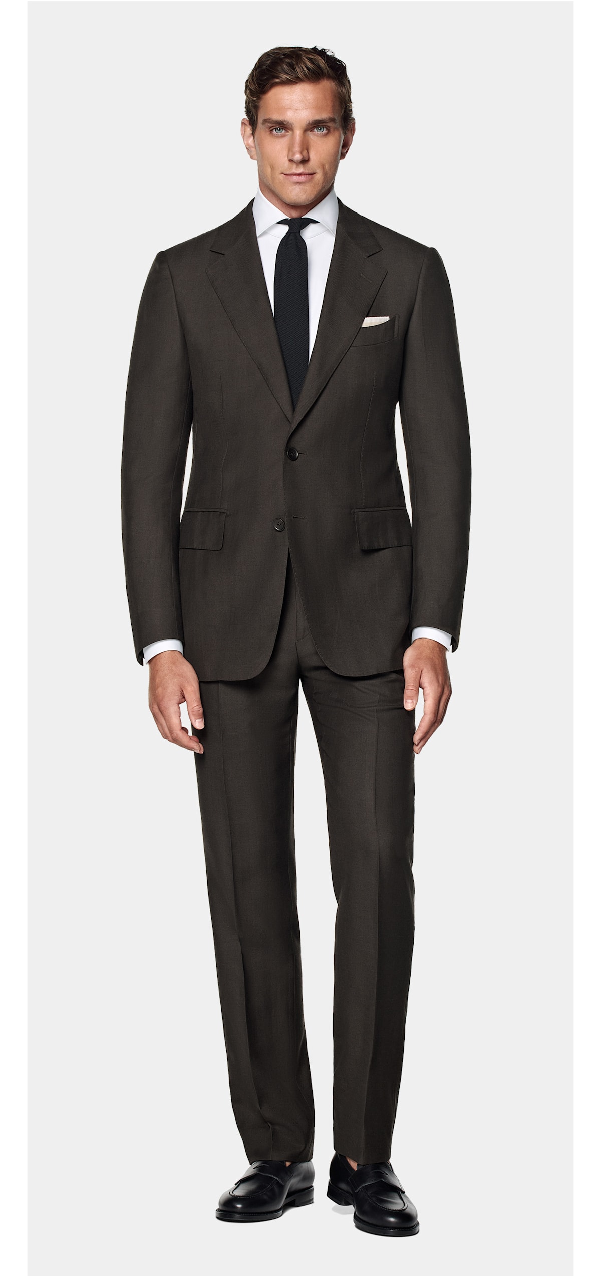 brown suit
