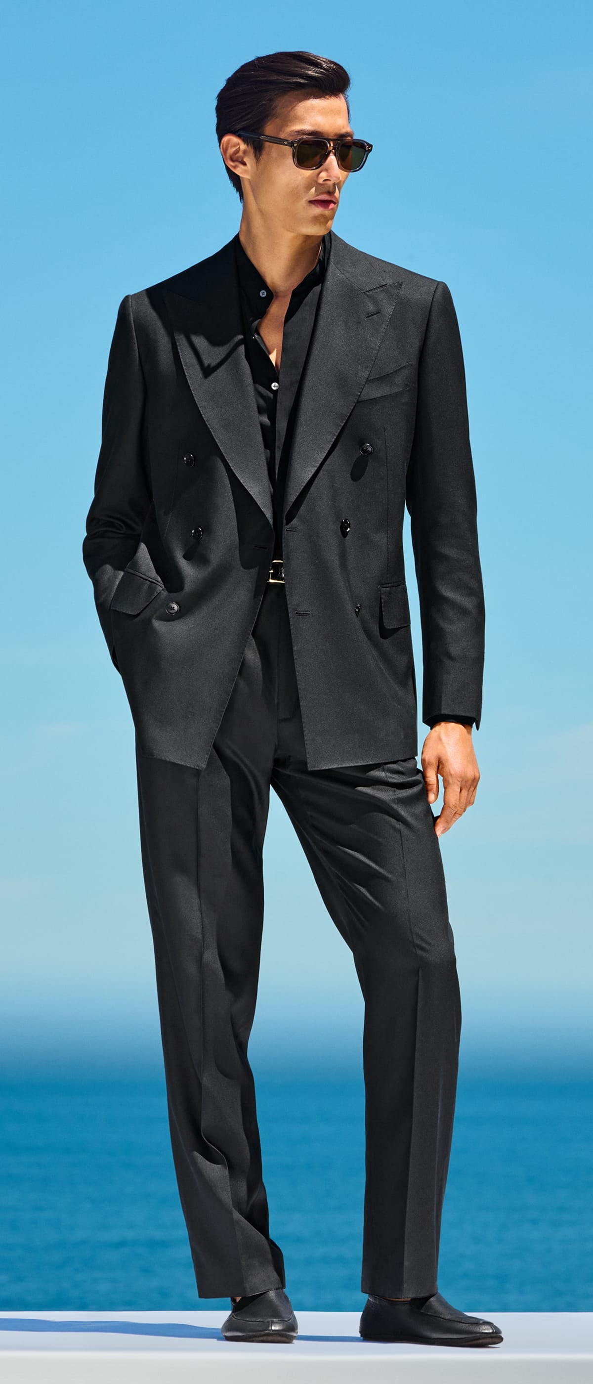 Black silk suit