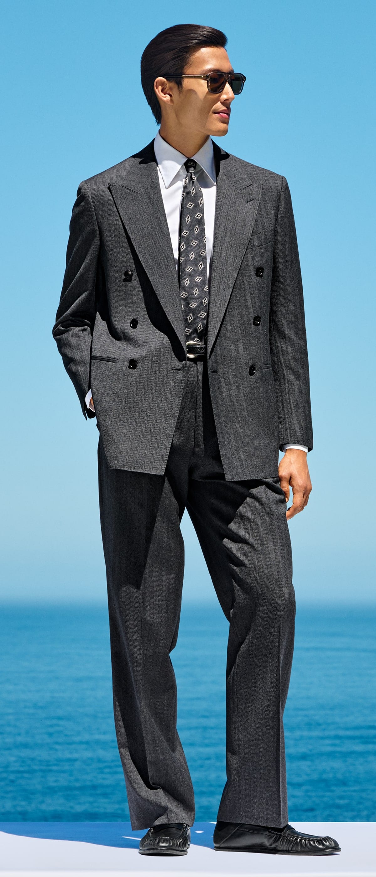 Grey herringbone suit