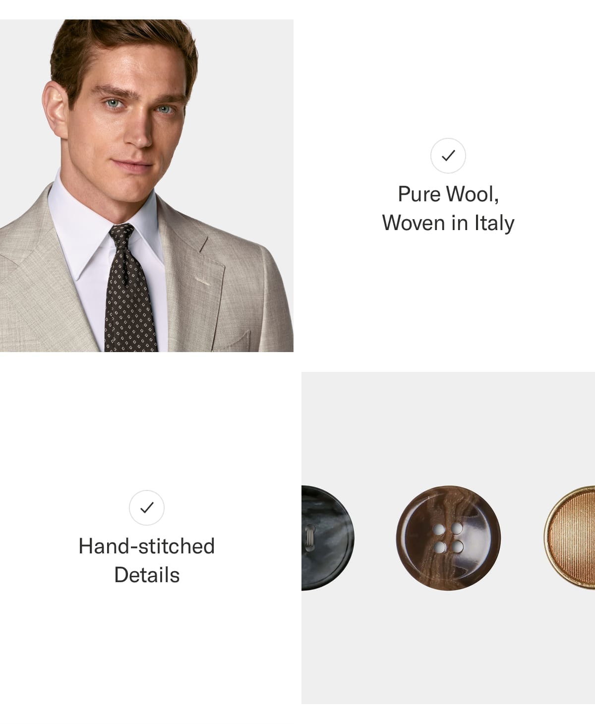 Pure wool and handstitched details